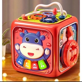 Hộp đồ chơi âm nhạc kèm thả khối gồm  6 mặt trò chơi, giáo dục sớm cho bé  có nhạc