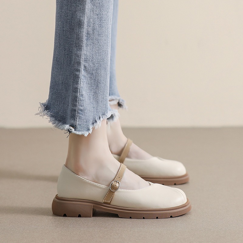 Giày búp bê học sinh, giày lolita vá chéo mũi xinh sắn, quai ngang tiểu thư
