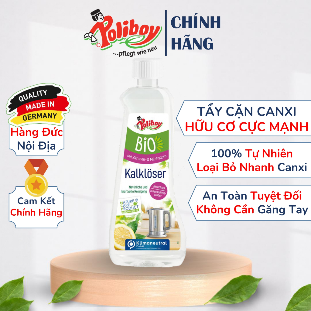 Tẩy Cặn Canxi Vách Kính POLIBOY Hữu Cơ Tẩy Cặn Vôi Vách Kính, Tẩy Can xi Vòi Inox, Vòi Sen, Ấm Đun Nước