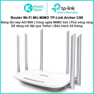 Bộ phát wifi router tp-link archer c86 | băng tần kép ac1900 | công nghệ mu-mimo | dễ cài đặt | bảo hành 24 tháng