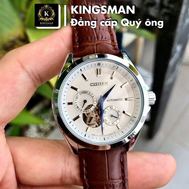 [Chính hãng] Đồng Hồ Cơ Nam Tự Động Automatic Lộ Tim Máy Nhật Citizen N001 Dây Da Thép Đúc Đặc - Kingsman Watch