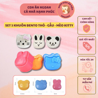 Bộ 3 Khuôn Ép Tạo Hình Cơm Dễ Thương (Gấu, Mèo, Thỏ)