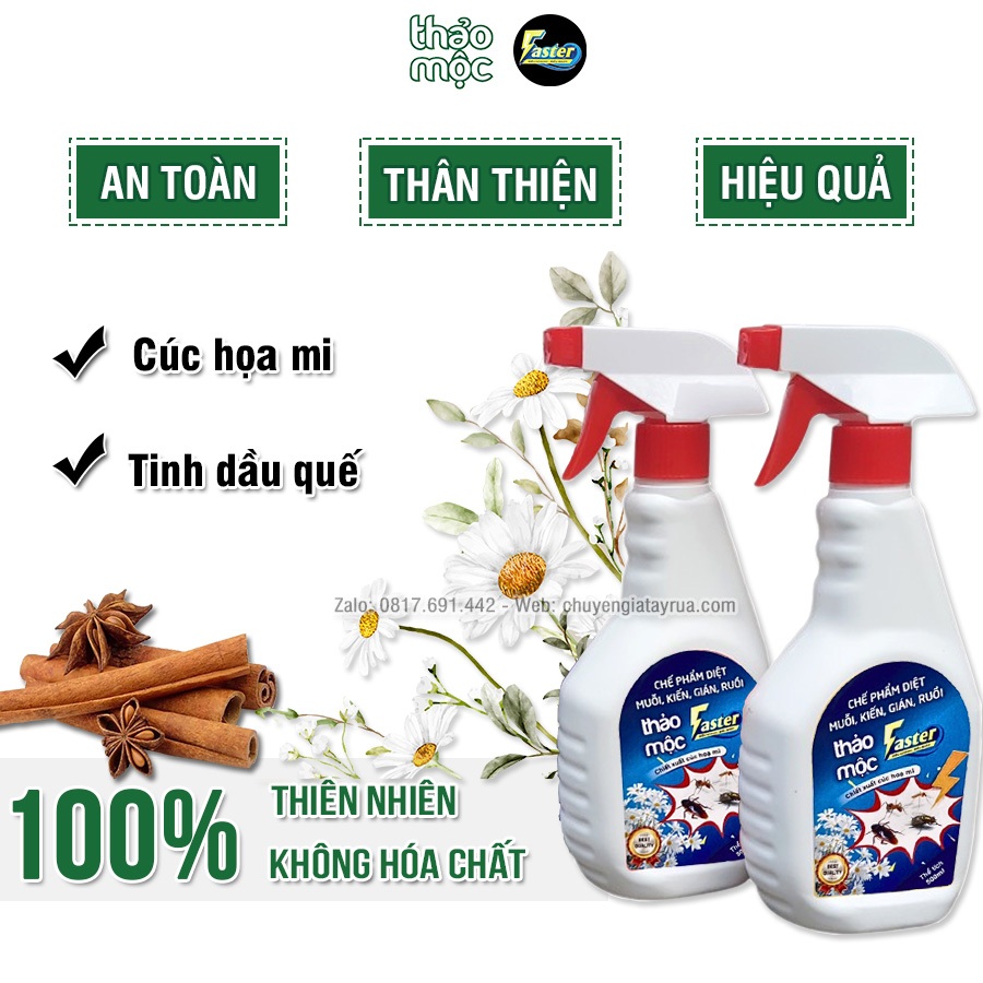 Combo Sạch Muỗi Thơm Phòng: Chai Xịt Tinh Dầu Thiên Nhiên 500ml & Chai Xịt Sinh Học Diệt Côn Trùng 500ml