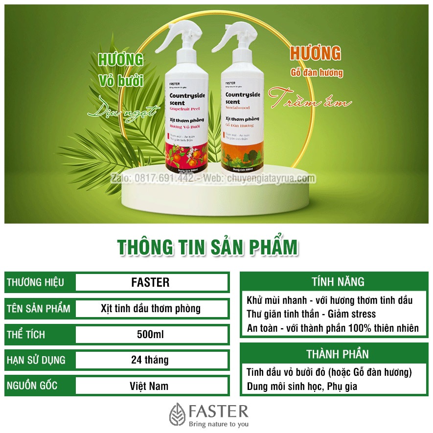 Combo Sạch Muỗi Thơm Phòng: Chai Xịt Tinh Dầu Thiên Nhiên 500ml & Chai Xịt Sinh Học Diệt Côn Trùng 500ml