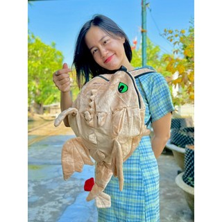 Balo rồng cute,balo con rồng vải nhung mềm mịn nhiều màu mang đi học,đi chơi,đi phượt