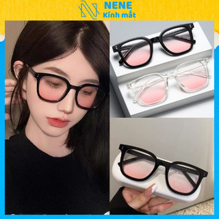 Kính mắt nữ NeNe kính hai chấm giá rẻ tạo hiệu ứng má hồng dễ thương hai màu trong suốt gọng đen KM18