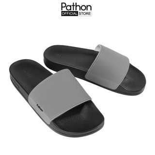 Dép nam nữ quai ngang slipper Pathon PVC đế PU đen nhám quai xám Mẫu SD24