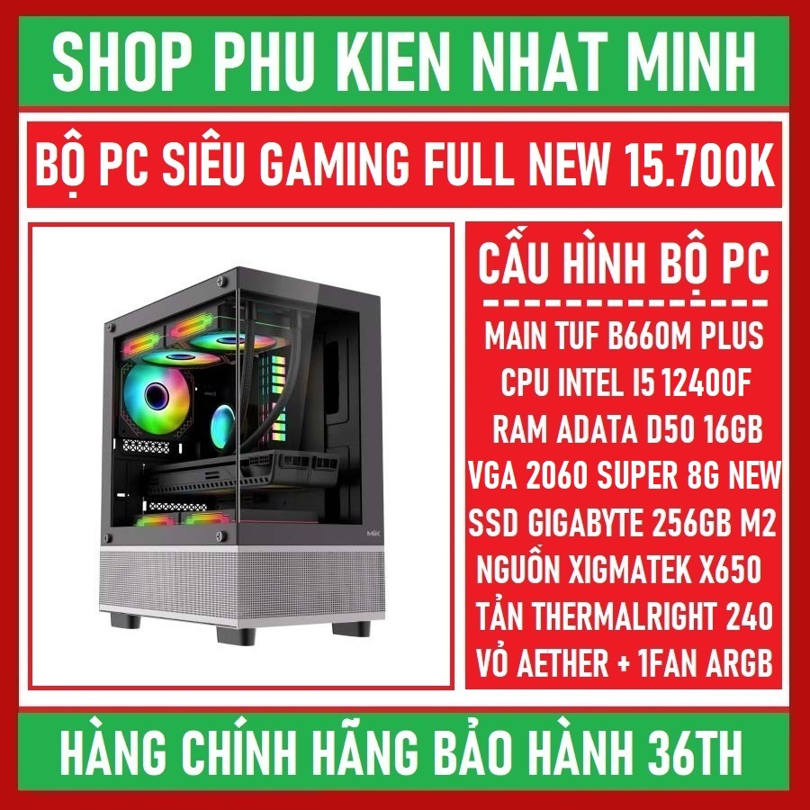 bộ PC gaming B660M TUF +I5 13400F+RTX 3060 12GB+RAM 16GB Siêu đẹp cân mọi tựu game chính hãng BH 36 tháng