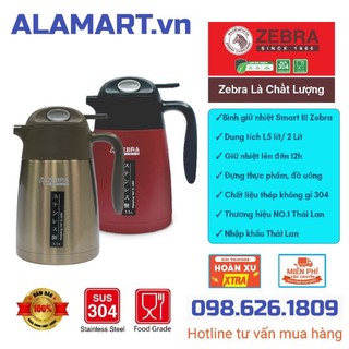 Bình giữ nhiệt inox 2l zebra - smart iii - 112950