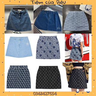 Chân váy MLB denim monogram chính hãng full tag