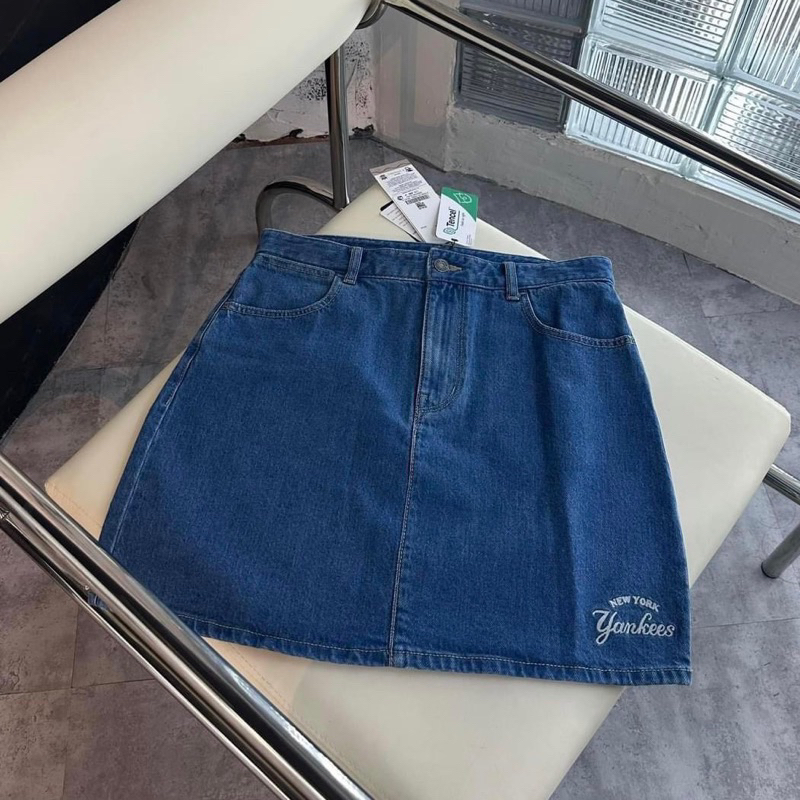 Chân váy MLB denim monogram chính hãng full tag