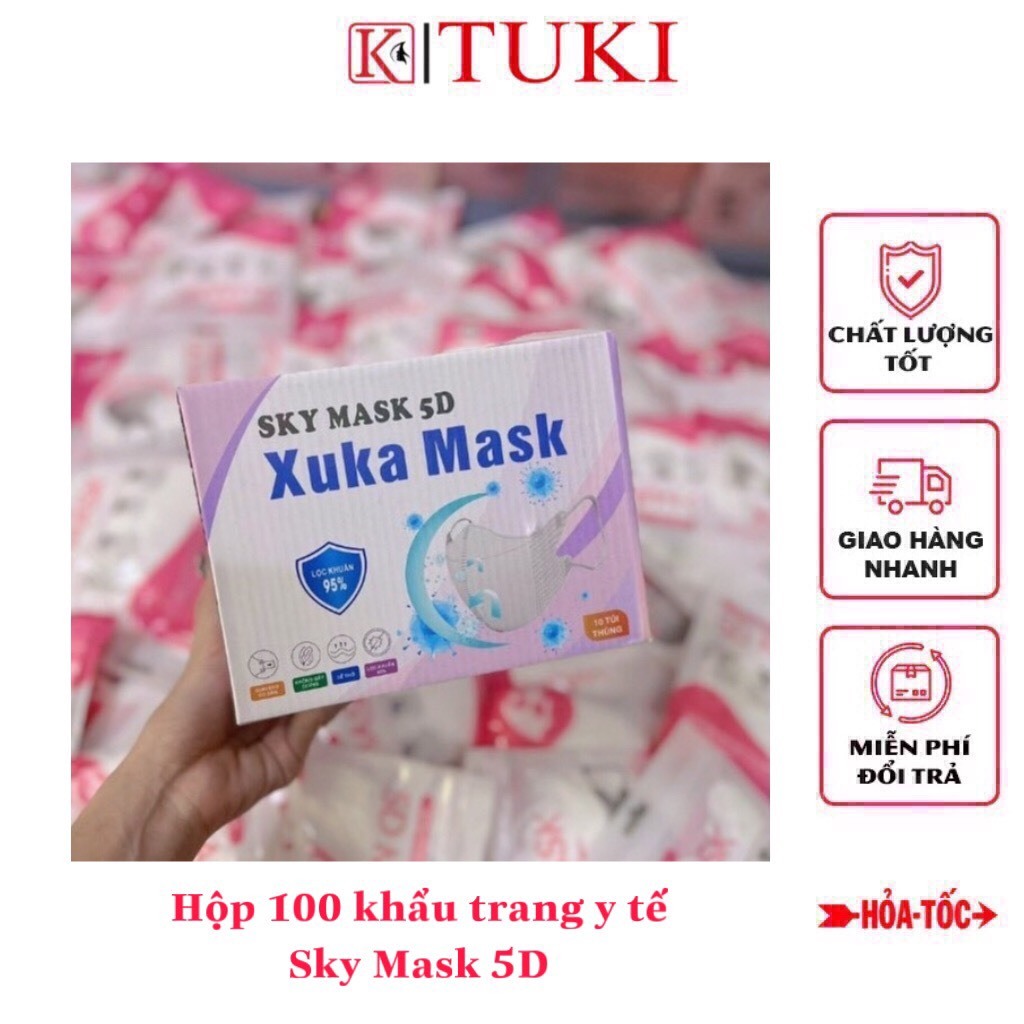 Hộp 100 khẩu trang y tế Sky Mask 5D - chống bụi, chống nắng, chống tia UV