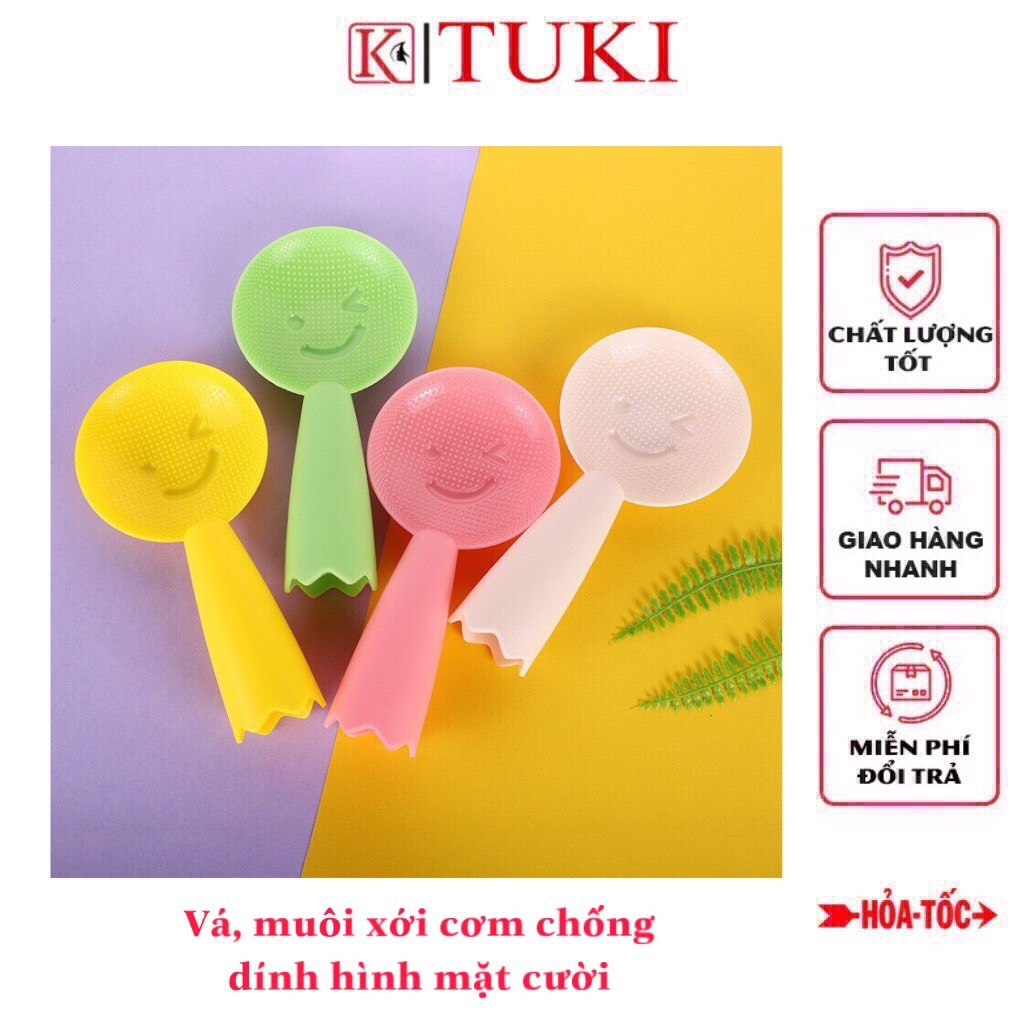 Vá, muôi xới cơm chống dính hình mặt cười