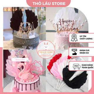 Cánh lông vũ trang trí bánh sinh nhật, cánh thiên thần trang trí bánh kem