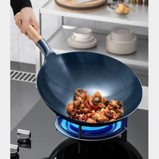 CHẢO THÉP CACBON  CHỐNG DÍNH, KHÁNG RỈ Cán Gỗ Sồi 30cm , tiện ích sang trọng