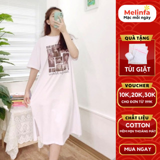 Váy đầm thun nữ ngắn tay chất vải cotton thoáng mát nhiều màu mã VAV0385