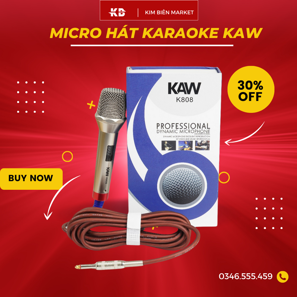 Micro Karaoke KAW Lọc Âm Tốt, Chống Hú, Chống Ồn, Hát Hay Dây Dài 5M Sử Dụng Trong Gia Đình