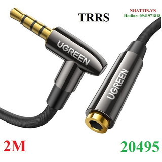 Cáp nối dài âm thanh aux 3.5mm trrs bẻ bóc 90 độ dài 2m ugreen 20495