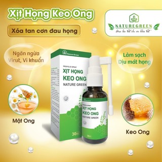 Xịt họng keo ong NATURE GREEN - Giảm ho, đau họng, viêm họng
