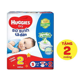 Tã dán sơ sinh huggies NB58+6/S54+6/S80+2