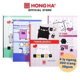 5 quyển Vở 4 ly ngang 300 trang Hồng Hà South Star Monokuro Boo - 0737 dành cho học sinh miền Trung - Nam