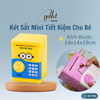 Két sắt mini cho bé, hộp đựng tiết kiệm tiền có khóa mật khẩu thông minh để bàn họa tiết hoạt hình giá rẻ - Huytuan3010