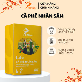 Cà phê hòa tan nhân sâm - Konnai Coffee 15 gói - hạt cà phê nguyên chất kết hợp với sữa thực vật - hương vị nhân sâm
