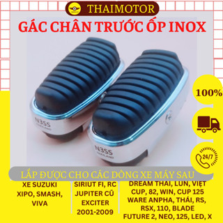 Gác chân trước ốp inox + Bọc chân chống, cao su trước, gác chân cup 125, gác chân trước N3SS Thailand lắp các xe máy số.
