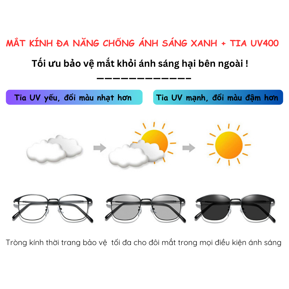 Kính đổi màu nam nữ SANTONY chống tia UV khi ra nắng