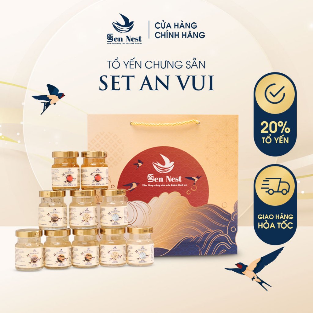 SET 10 HŨ YẾN SÀO chưng sẵn Khánh Hòa thượng hạng, hương vị tự nhiên hấp tiệt trùng loại bỏ vi khuẩn Sen N