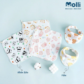 Set 3 chiếc khăn sữa kiêm yếm xô 4 lớp kt 25*25cm