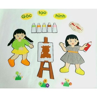 Cả bộ tranh góc tạo hình- Nhân vật cao 50cm- Góc tạo hình- Đồ dùng mầm non