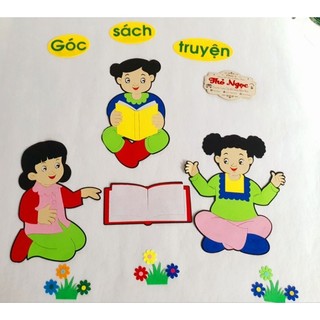cả bộ tranh góc sách truyện, thư viện bằng nỉ-nhân vật cao 45cm- Đồ dùng mầm non bằng nỉ