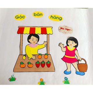 cả bộ tranh góc bán hàng (nhân vật cao 45cm) bằng nỉ- Đồ dùng mầm non