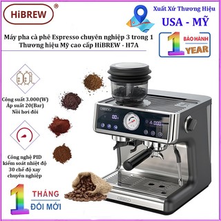 Máy pha cà phê Espresso chuyên nghiệp 3 trong 1, thương hiệu Mỹ cao cấp HiBREW - H7A (CM5020DI-GS)