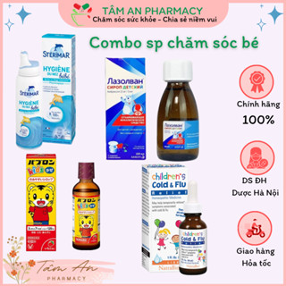 Combo sản phẩm chăm sóc bé hỗ trợ giảm ho, đờm, chảy nước mũi, cảm cúm (Siro ho Đức, xịt mũi cá heo Pháp...)