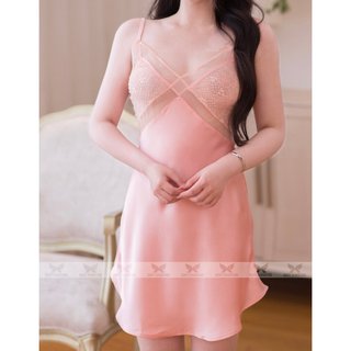 Sexy Forever Đầm Ngủ Lụa Phối Ren Lưới Balan