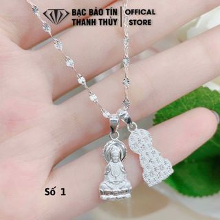Mặt dây chuyền bạc nữ Bảo Tín Thanh Thủy mặt bạc 925 hình Phật Bà Quan Âm Bồ Tát kích thước rộng 9mm đến 22mm