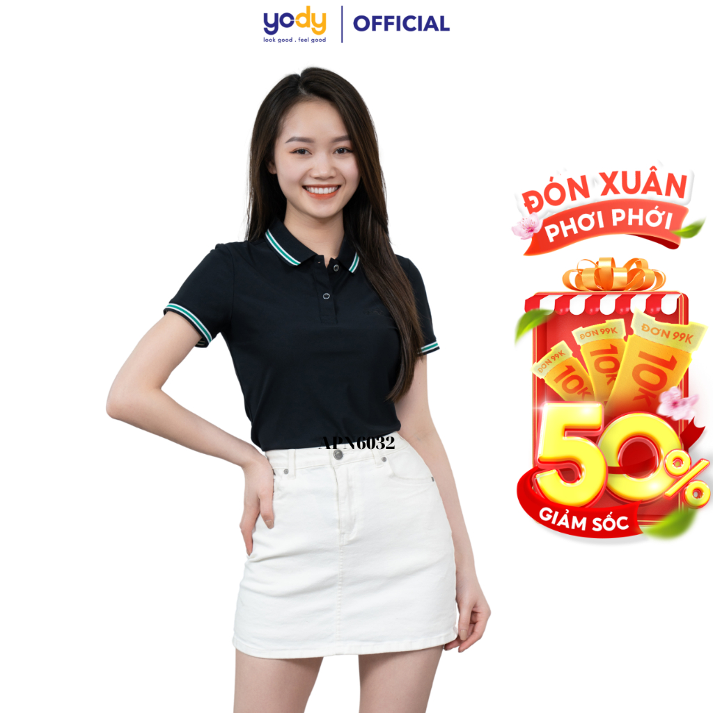 Áo Polo Nữ Yody Airycool Phối Cổ áo phông có cổ chất liệu cotton siêu mát mềm mịn áo thun trẻ trung năng động APN6162