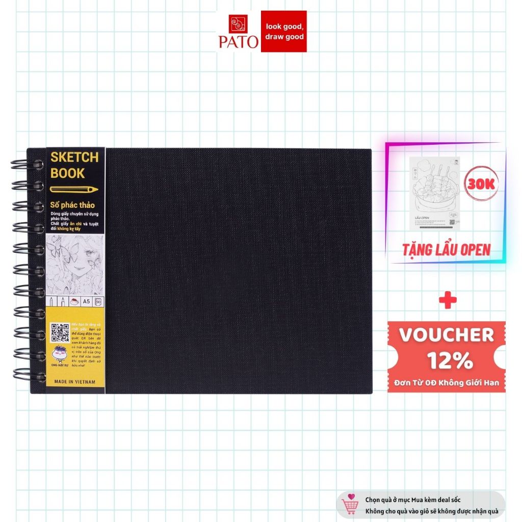 Sổ Vẽ Phiên Bản Basic Đen - Sổ Phác Thảo A5 172gsm Không Kỵ Tẩy - Sketchbook Thiết Kế Cứng Cáp Và Bền
