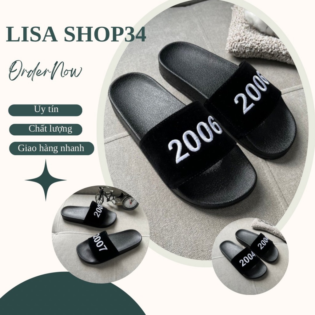 Dép năm sinh 2006 , dép nam nữ quai nỉ thêu số hot trend LISA SHOP
