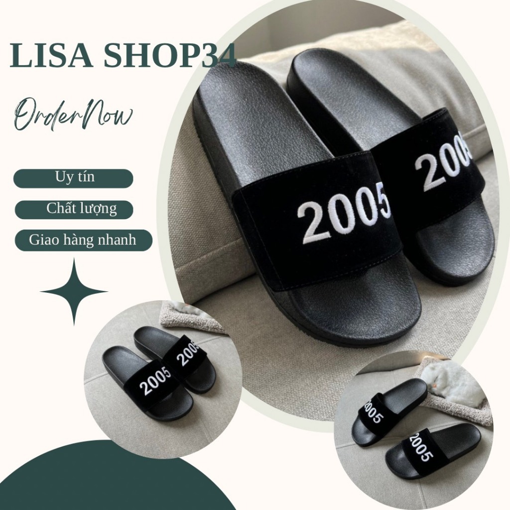 Dép năm sinh 2005,dép nam nữ quai nỉ thêu số hot trend LISA SHOP