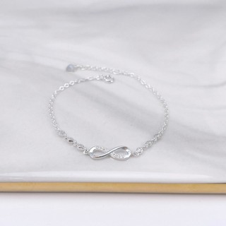 Vòng tay bạc họa tiết vô cực đính đá lấp lánh 2167SV - Lắc tay bạc Ý
