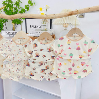 Bộ cộc tay thun tăm cổ tròn nhiều hình cho bé trai bé gái từ 7 đến 16 kg