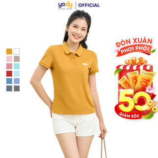 Áo polo nữ YODY phông cộc tay, vải cotton mắt chim, giữ form bền màu thoải mái mềm mại co dãn NMC1 APN3340