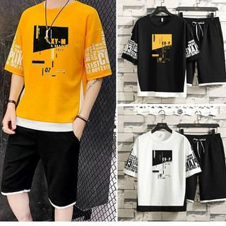 Set bộ thể thao nam nữ - áo thun tay lỡ unisex form rộng kèm quần short chất thun xốp mè cop 07