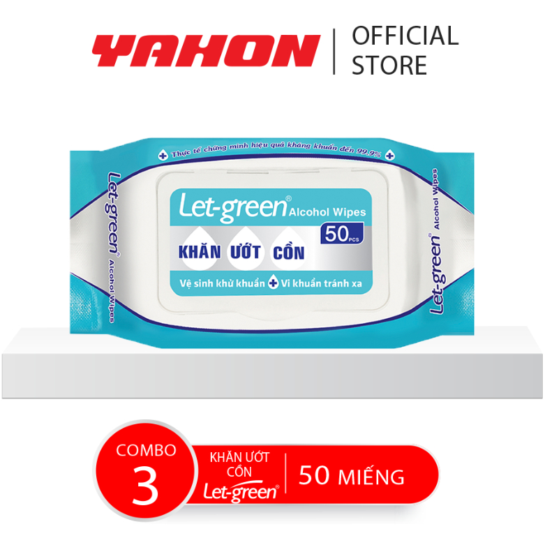 COMBO 03 BAO KHĂN ƯỚT CỒN LET-GREEN 50 MIẾNG