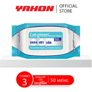 Combo 03 bao khăn ướt cồn let-green 50 miếng