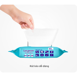 COMBO 03 BAO KHĂN ƯỚT CỒN LET-GREEN 50 MIẾNG