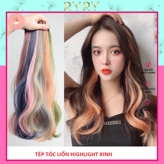 Tóc Giả Kẹp Highlight Xoăn 55cm Phong Cách Hàn Quốc, Tóc giả Light Xoăn Nhiều Màu Cá Tính Cho Nữ